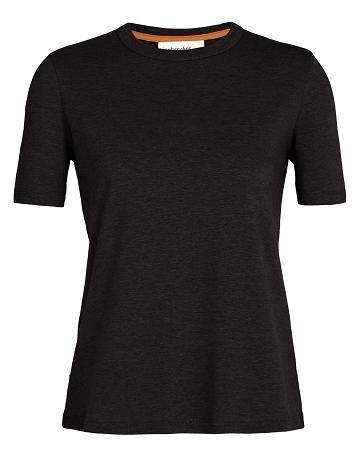 T Shirts Icebreaker Tencel Coton Corta Sleeve Femme Noir | FR 1598RVDW